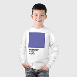 Лонгслив хлопковый детский Цвет Pantone 2022 года - Very Peri, цвет: белый — фото 2