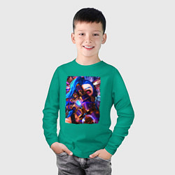 Лонгслив хлопковый детский ARCANE LOL JINX FACE LEAGUE OF LEGENDS, цвет: зеленый — фото 2