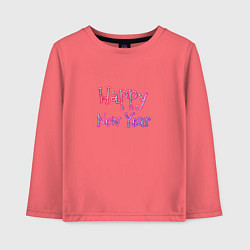 Лонгслив хлопковый детский Неоновая Надпись Новый Год Happy New Year, цвет: коралловый