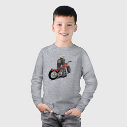 Лонгслив хлопковый детский Наикрутейший байкер, цвет: меланж — фото 2