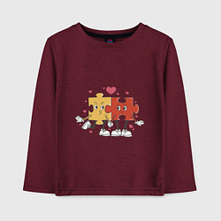 Лонгслив хлопковый детский Влюбленная пара - пазлы, цвет: меланж-бордовый