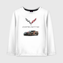 Лонгслив хлопковый детский Chevrolet Corvette - Motorsport racing team, цвет: белый