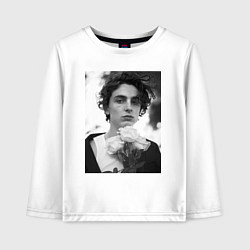 Лонгслив хлопковый детский Timothee Chalamet с розами, цвет: белый