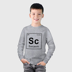 Лонгслив хлопковый детский САРКАЗМ - SARCASM, Sc Таблица Менделеева, цвет: меланж — фото 2