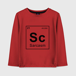 Лонгслив хлопковый детский САРКАЗМ - SARCASM, Sc Таблица Менделеева, цвет: красный