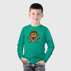 Лонгслив хлопковый детский Король тигра, цвет: зеленый — фото 2
