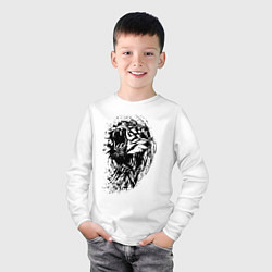 Лонгслив хлопковый детский Тигриная пасть, цвет: белый — фото 2