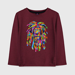 Лонгслив хлопковый детский Lion dreaD, цвет: меланж-бордовый