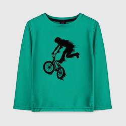 Лонгслив хлопковый детский ВЕЛОСПОРТ BMX Racing ВЕЛОСИПЕДИСТ, цвет: зеленый