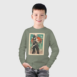 Лонгслив хлопковый детский Jett art, цвет: авокадо — фото 2
