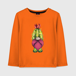 Лонгслив хлопковый детский Забавный гном - кактус, цвет: оранжевый