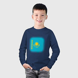 Лонгслив хлопковый детский Мой Казахстан, цвет: тёмно-синий — фото 2