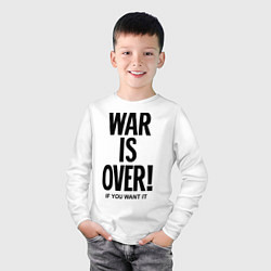 Лонгслив хлопковый детский War is over, цвет: белый — фото 2
