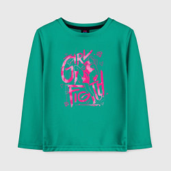 Лонгслив хлопковый детский GIRL FIGTH женская драка, цвет: зеленый