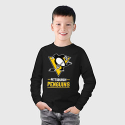 Лонгслив хлопковый детский Питтсбург Пингвинз , Pittsburgh Penguins, цвет: черный — фото 2