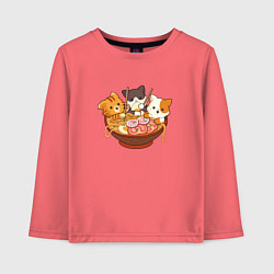 Лонгслив хлопковый детский Kawaii Cat Ramen, цвет: коралловый