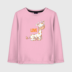Лонгслив хлопковый детский Маленький жираф LOVE, цвет: светло-розовый
