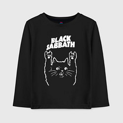 Лонгслив хлопковый детский Black Sabbath Рок кот, цвет: черный