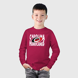 Лонгслив хлопковый детский Каролина Харрикейнз, Carolina Hurricanes, цвет: маджента — фото 2