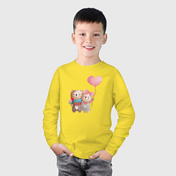 Лонгслив хлопковый детский Влюбленные медвежата, цвет: желтый — фото 2