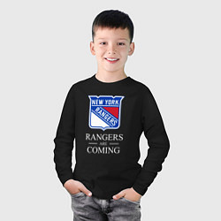 Лонгслив хлопковый детский Rangers are coming, Нью Йорк Рейнджерс, New York R, цвет: черный — фото 2