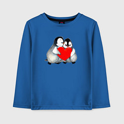 Лонгслив хлопковый детский Милые Влюбленные Пингвины, цвет: синий