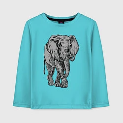 Лонгслив хлопковый детский Огромный могучий слон, цвет: бирюзовый