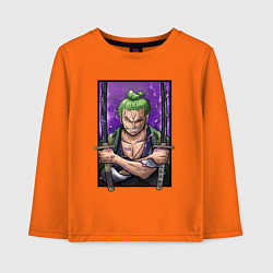 Лонгслив хлопковый детский ВАН ПИС ЗОРО One Piece, цвет: оранжевый
