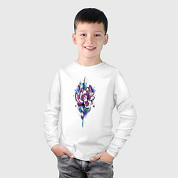 Лонгслив хлопковый детский Акварельный графичный цветок, цвет: белый — фото 2