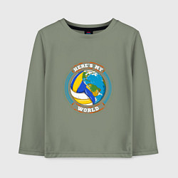 Лонгслив хлопковый детский World - Volleyball, цвет: авокадо