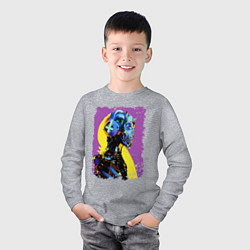 Лонгслив хлопковый детский Cyber fashion skull 2028, цвет: меланж — фото 2