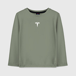 Детский лонгслив TESLA WHITE LOGO МИНИМАЛИЗМ