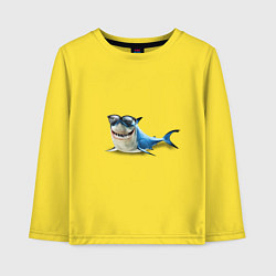 Лонгслив хлопковый детский Акула - в очках, цвет: желтый