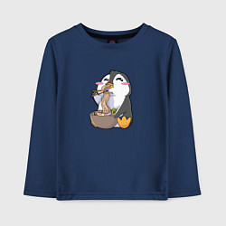Лонгслив хлопковый детский Pinguin Ramen, цвет: тёмно-синий