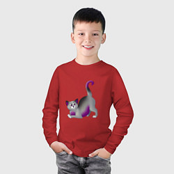 Лонгслив хлопковый детский Игривая кошечка, цвет: красный — фото 2