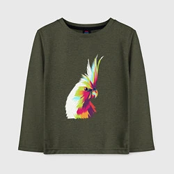 Лонгслив хлопковый детский Цветной попугай Colors parrot, цвет: меланж-хаки