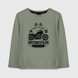 Лонгслив хлопковый детский Motorcycle Born to ride, цвет: авокадо