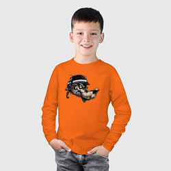 Лонгслив хлопковый детский Cool wolf!, цвет: оранжевый — фото 2
