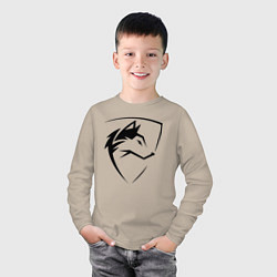 Лонгслив хлопковый детский Wolf Emblem Jaw, цвет: миндальный — фото 2