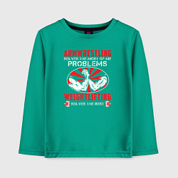 Лонгслив хлопковый детский Армрестлинг решает большинство моих проблем, тяжел, цвет: зеленый