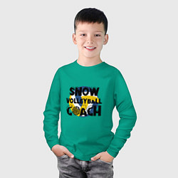 Лонгслив хлопковый детский Snow Volleyball Coach, цвет: зеленый — фото 2
