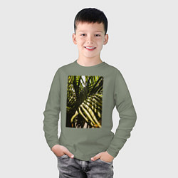 Лонгслив хлопковый детский Тропические Листья В Тени, цвет: авокадо — фото 2