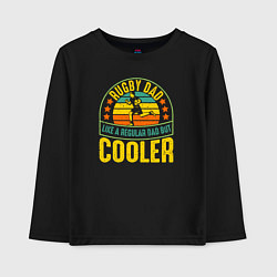 Лонгслив хлопковый детский Папа регбист, это как обычный папа только круче, цвет: черный