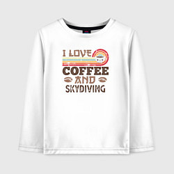Лонгслив хлопковый детский Я люблю кофе и прыжки с парашутом, цвет: белый
