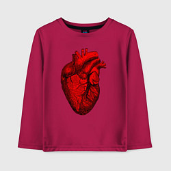 Лонгслив хлопковый детский Сердце анатомическое, цвет: маджента