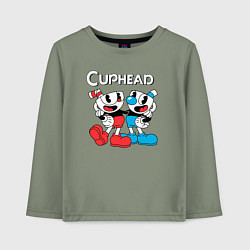Лонгслив хлопковый детский Cuphead Чашечки, цвет: авокадо