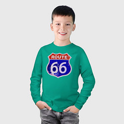 Лонгслив хлопковый детский Трасса 66 Meme, цвет: зеленый — фото 2