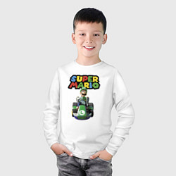 Лонгслив хлопковый детский Луиджи - крутой гонщик!, цвет: белый — фото 2