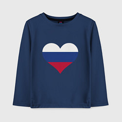 Лонгслив хлопковый детский Сердце - Россия, цвет: тёмно-синий
