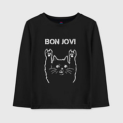 Лонгслив хлопковый детский Bon Jovi Рок кот, цвет: черный